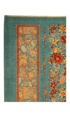 Handmade Rug In SUPER FINE WOOL & blue color Isfahan (226×200 cm)