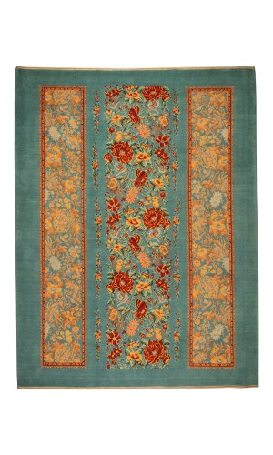 Persian Fine Wool Green Rug Isfahan | area rug