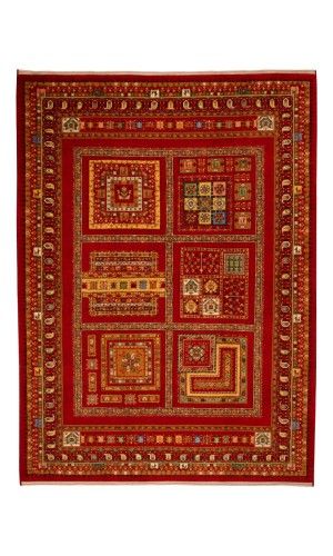 Handmade Wool Red Modern Design Rug | 208×155 cm | 4 square rug 