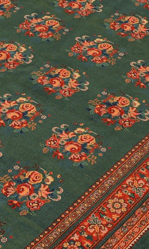 Wool Green Persian Qashqai Rug | 251×171 CM | Floral Pattern