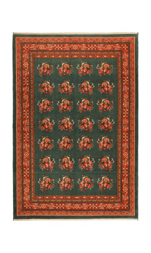 Floral Wool Rug & Green Colour Qashqai – 251×171 cm