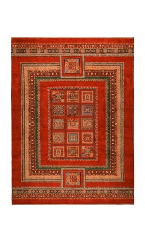 Wool Red Rug Qashqai | 357×259 cm | Panel design (GHAABY) 