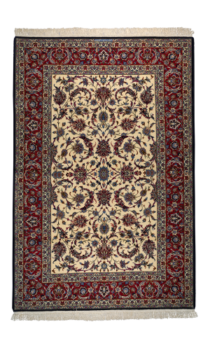 Rug Super Fine Wool Cream Color Isfahan |225×149 cm| 3 square meter 