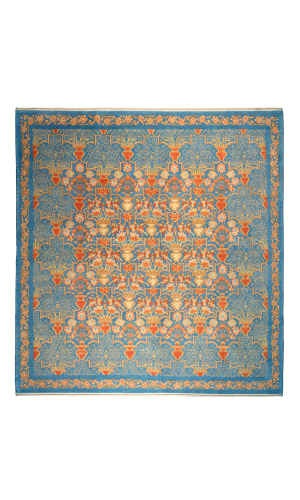 Handmade Rug In Wool With blue Vegetable Dyed Isfahan | 255×195