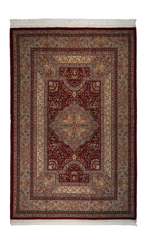 Handmade Rug in Super Fine Wool & Red Base color Qom (257×168 cm)
