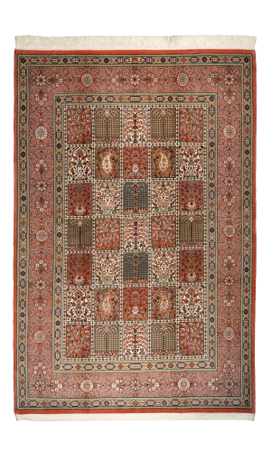 Handmade Fine Wool Pink Persian Rug Qom | 248×160 cm | Panel design