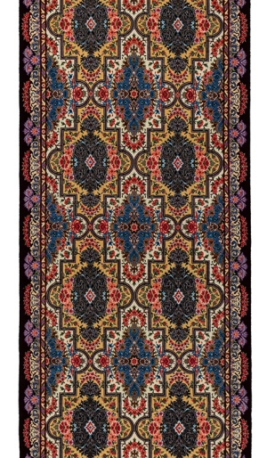 Handmade Rug in Super Fine Wool & Cream Base color Qom | 320×90 cm | SHAAH ABBAASY(Palmette flower)