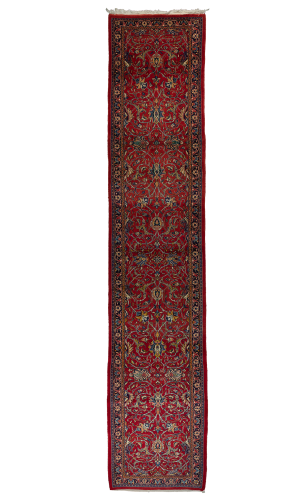 Handwoven Red Runner Rug: A Touch of Persian Elegance for Your Hallway