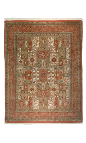 Handmade Wool Copper Color Persian Rug Qom | Big Persian rug