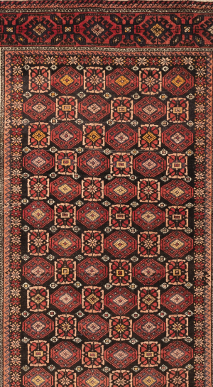 Handmade Rug In Wool & Navy blue base color Razavi Khorasan (210×113 cm)