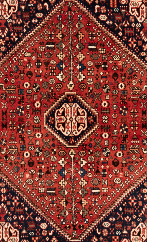 Handmade Rug in Wool Red Base color Fars | 150×104 cm | ANCIENT ARCHITECTURE