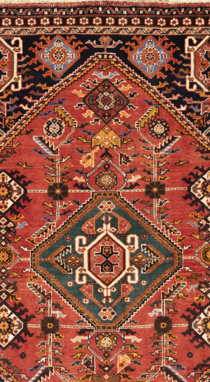 Handmade Rug In Wool & Copper color Base Qashqai | 152×107 cm | GHAABY(Panel design)