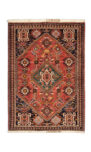  Rug In Wool & copper color base Qashqai | 152×107 cm |2 square