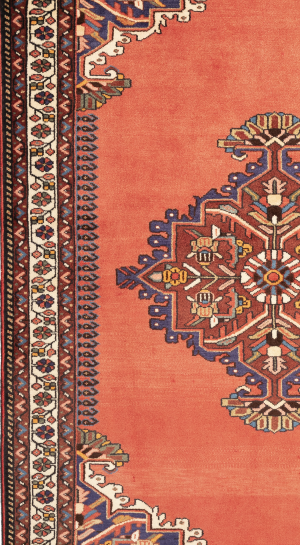 Handmade Wool Copper Coloured Persian Rug Hamadan | 158×119 cm | Palmette flower Pattern
