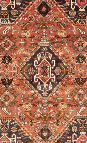 Handmade Wool Handmade Wool Rug in Qashqai/Fars with Copper Base color | 147×103 cm | TALFIGHY (Mix of Two or More Designs) Pattern 
