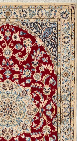 Handmade Rug In Wool & Red color Naeen Isfahan (153×96 cm)