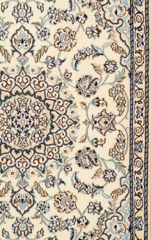 Handmade Rug In Wool & Cream color Naeen Isfahan | 131 × 89 cm | SHAAH ABBAASY(Palmette flower)