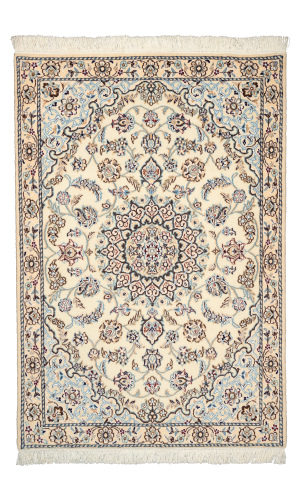 Handmade Rug In Wool & White color Naeen Isfahan | 130 × 89 cm 