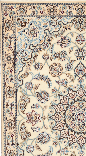 Handmade Rug in Wool & white color Nain Isfahan | 130 × 89 cm | SHAAH ABBAASY(Palmette flower)
