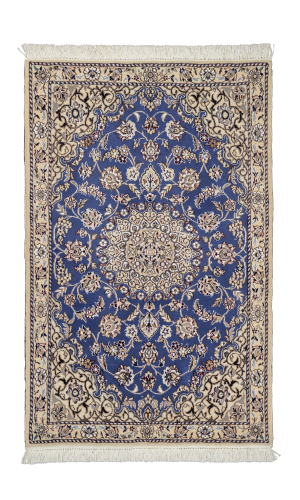 Handmade Rug In Wool & Blue color Naeen Isfahan | 120 × 79 cm
