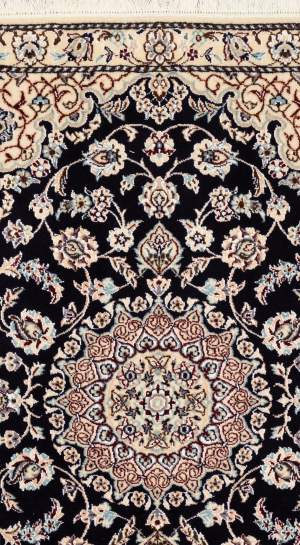 Handmade Rug In Wool & Navy Blue color Naeen Isfahan (116 × 76 cm)