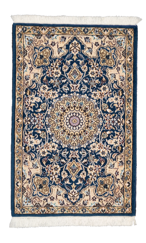 PARSIRUG Handmade Rug In Wool & blue color Nain Isfahan (94×60 CM)