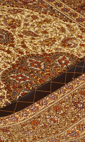 Handmade Rug in Super Fine Wool & Cream color Qom  | 150×101 cm | SHAAH ABBAASY(Palmette flower) 
