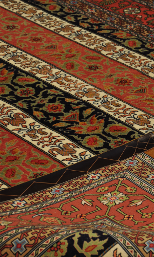Handmade Rug In Silk & Copper Color Qom (210×128 cm)