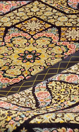 Handmade Rug In Super Fine Wool & Brown Color Qom (157×102 cm)