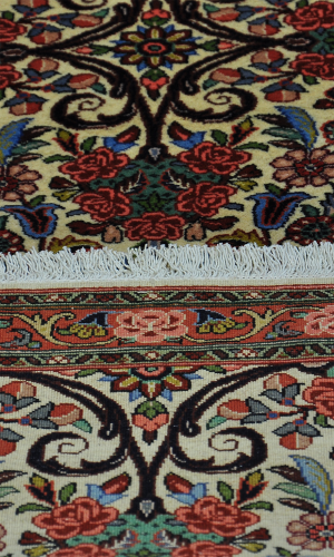 Handmade Bidjar Wool runner rug Cream colour | 295×72 cm | Flower design (AFSHAAN)
