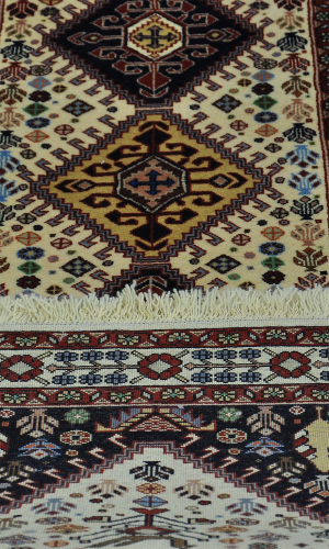 Handmade Qashqai Runner Rug in Wool & Cream color Fars |320×66 cm| SHAAH ABBAASY(Palmette flower)