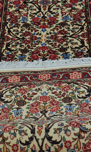 Handmade runner Rug In Wool & Cream Color Bijar | 290×60 cm | AFSHAAN (CURVED DESIGN)