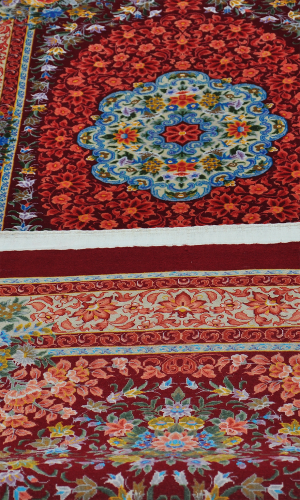 Handmade Runner Rug in Super Fine Wool & Red Base color Qom | 295×92 cm | SHAAH ABBAASY(Palmette flower)