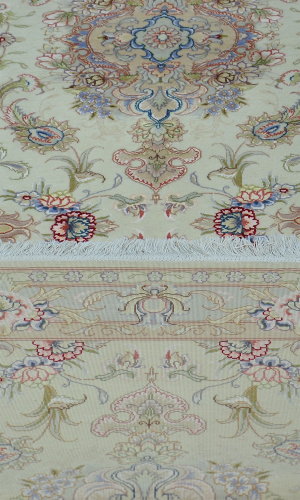 Handmade Rug in Super Fine Wool & Cream Base color Tabriz (321×97 cm)