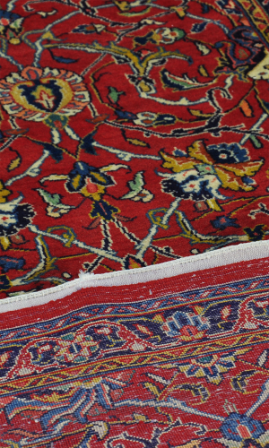 Handmade Rug In Wool & Red Color Arak | 446×90 cm | AFSHAAN(Curved design)