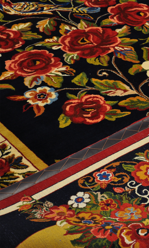 Handmade Rug in Black Base color & Wool Chaharmahal And Bakhtiari  | 324×217 cm | DERAKHTY(Tree design)