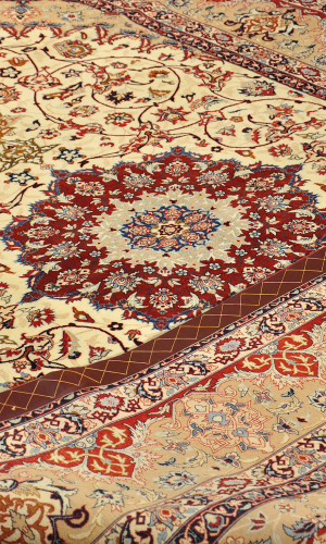Handmade Rug in Super Fine Wool & Cream color Seirafian Brand Isfahan (252×159 cm)