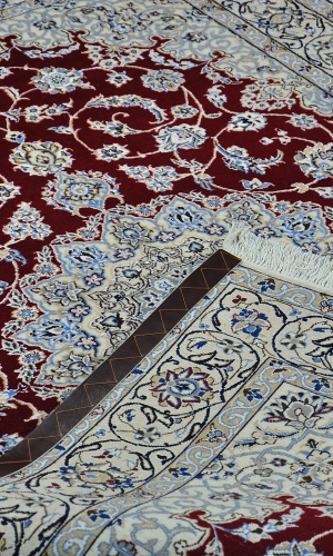 Handmade Rug in Wool & Red color Isfahan | 203×129 cm | SHAAH ABBAASY(Palmette flower)