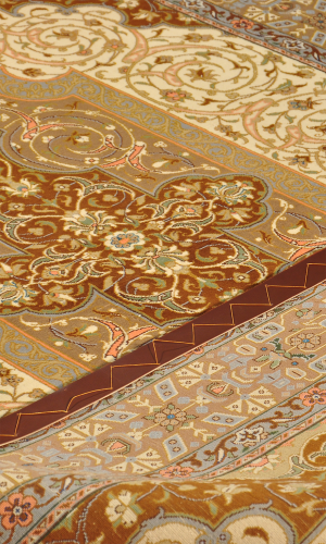 Handmade FineWool Brown and Cream Persian Rug Qom | 220×135 cm | Palmette flower Pattern Design  