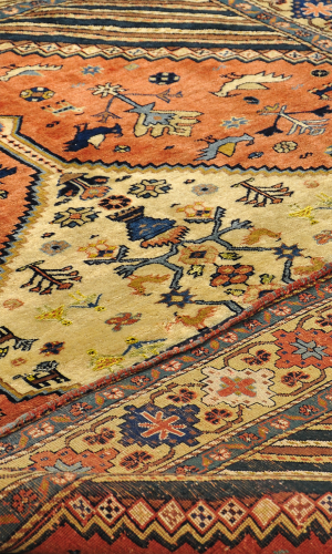Persian copper colour wool rug North Khorasan | 182×128 cm | Plametto Flower (Medallion)